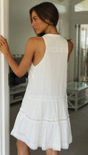 Clothes Holiday Short Dress Lace Patchwork Stand - up Collar Buttons Big Dress -
