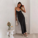 Printing Sleeveless Sling Neckline Stitching Lace Long Slim Fit Dress -