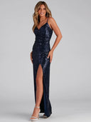 Sequin Sling Dress Summer Host Cocktail Sexy Prom Evening Dress -