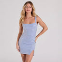Sexy Sling Dress Party Sheath Slim Fit Fashionable Sequ Short Women Clothing -