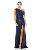 Summer Fashionable Sequ Diagonal Collar High Slit Socialite Dress (4 Colors) -