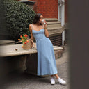 Summer Women Collection Sleeveless Spaghetti Straps Slimming Imitation Denim Dress -