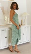 Women Clothing Printed Suspender Back Rope Maxi Dress -