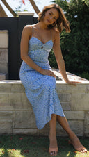 Women Clothing Printed Suspender Back Rope Maxi Dress -