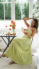 Women Clothing Sleeveless Cropped Outfit Stitching Layer Long Large Hem Dress -