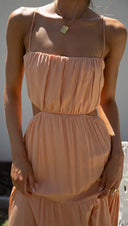 Women Clothing Sleeveless Cropped Outfit Stitching Layer Long Large Hem Dress -