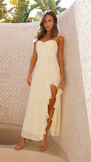 Women Clothing Slit Hemline At Hem Dress Romantic Atmosphere Slim Fit Chiffon Cami Dress -