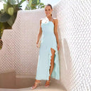 Women Clothing Slit Hemline At Hem Dress Romantic Atmosphere Slim Fit Chiffon Cami Dress -