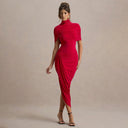 Elegant Slim Pleated Dress Sexy Backless Sheath Women Dress - 