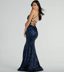 Lång paljettklänning med V-ringning – Festklänningar