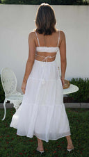 Lång maxiklänning i mjukt och flödande tyg