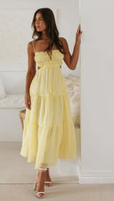 Ljusblå lång klänning med elegant passform