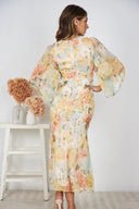 Long Printed Dress Women Dress Slim Fit Irregular Asymmetric Folding Dovetail Expansion - 