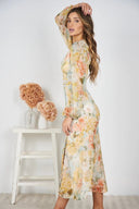 Long Printed Dress Women Dress Slim Fit Irregular Asymmetric Folding Dovetail Expansion - 