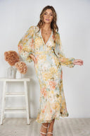 Long Printed Dress Women Dress Slim Fit Irregular Asymmetric Folding Dovetail Expansion - 