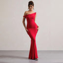 Off Shoulder Twist Fishtail Gown Dress Women Sexy Maxi Dress - 