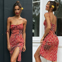 Popular Strap Women Summer Sexy V - neck Lace - up Dress - 