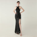 Sequin Mesh Heavy Industry Beaded Tube Floral Evening Dress Sexy Backless Fishtail Party Dinner Party Red Carpet - 