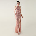Sequin Mesh Heavy Industry Beaded Tube Floral Evening Dress Sexy Backless Fishtail Party Dinner Party Red Carpet - 