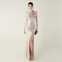 Sequin Mesh Heavy Industry Beaded Tube Floral Evening Dress Sexy Backless Fishtail Party Dinner Party Red Carpet - 