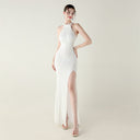 Sequin Mesh Heavy Industry Beaded Tube Floral Evening Dress Sexy Backless Fishtail Party Dinner Party Red Carpet - 
