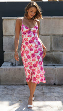 Spring Summer Women Clothing Sexy V - neck Printing Slip Dress - 