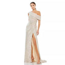 Summer Fashionable Sequ Diagonal Collar High Slit Socialite Dress (4 Colors) - 