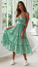 Summer Women Clothing Dress Popular Vintage Printed Sling Large Swing Dress - 