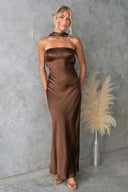 Summer Women Clothing Sexy Halter Satin Mercerized Maxi Dress - 