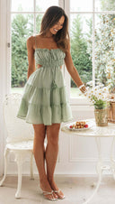 Summer Women Sling Off Neck Backless Short Women Dress - 
