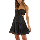 Summer Women Sling Off Neck Backless Short Women Dress - 