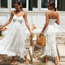 Sundress Women Bohemian Strap Dress Lace Stitching Large Swing Dress - 