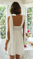 Sundress Women Clothing Shoulder Lace - up Slimming Solid Color Short Dress Shoulder Bow Tie Strap - 
