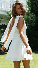 Sundress Women Clothing Shoulder Lace - up Slimming Solid Color Short Dress Shoulder Bow Tie Strap - 