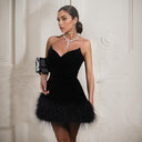 Tube Top Sexy Socialite Furry Hem Short Dress Women - 