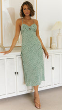 Women Clothing Printed Suspender Back Rope Maxi Dress - 