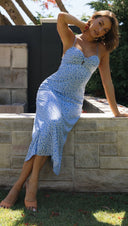 Women Clothing Printed Suspender Back Rope Maxi Dress - 