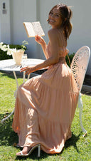 Women Clothing Sleeveless Cropped Outfit Stitching Layer Long Large Hem Dress - 