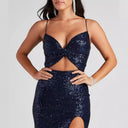 Women Cocktail Nightclub Club Beaded Elegant Sequ Dress - 