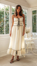 Women Strap Long Stitching Dress Elegant Shoulder Baring Sleeveless Strap - 